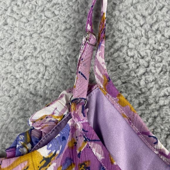 Nasty Gal Women's US 8 Purple Petite Floral Bust Detail Zip Up Playsuit - Picture 11 of 12